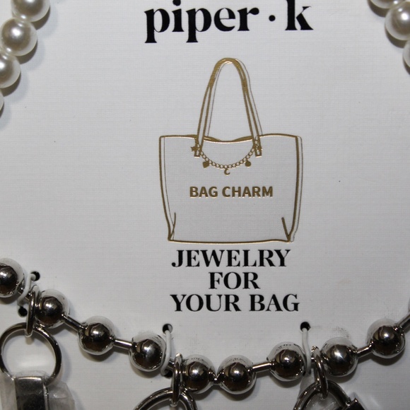 Piper K bag charm keychain with faux pearls and assorted charms. - Picture 4 of 5
